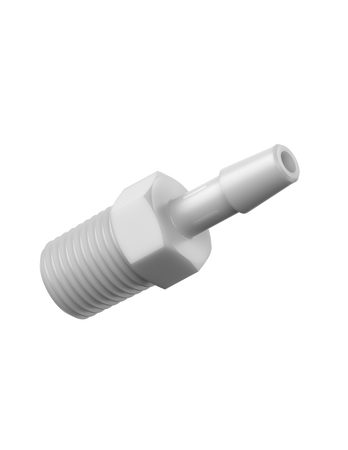 CT-BPD64X - BARBED FITTING for 1/4" ID tubing, type D 1/4" NPT, PP, 10PK