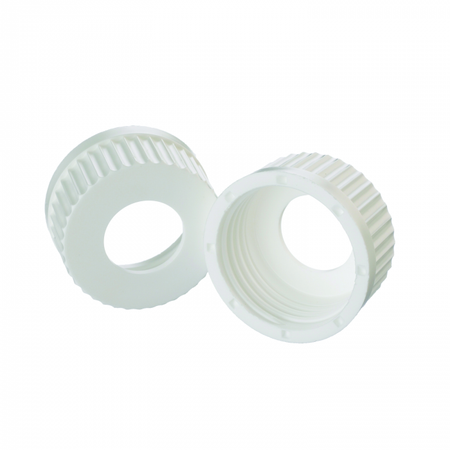 240746 - 45 mm Cap, PP Wht, 1 Dia Ctr Hole, 12/pk