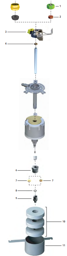 Agilent 7890/6890/6850 inlet supplies blowout diagram showing item numbers