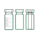 Drawings of three styles of crimp top vials