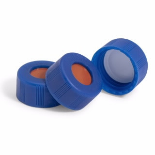 5190-7024 - Scr cap, bonded,bl, PTFE/red sil septum, 100/p - Chrom