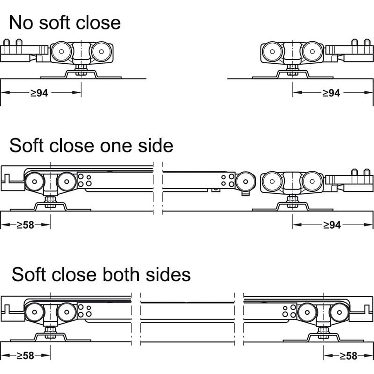 Hafele Slido D-Line11 50P Sliding Wood Door Kit (110 lbs. Max Door Weight) - Soft Close