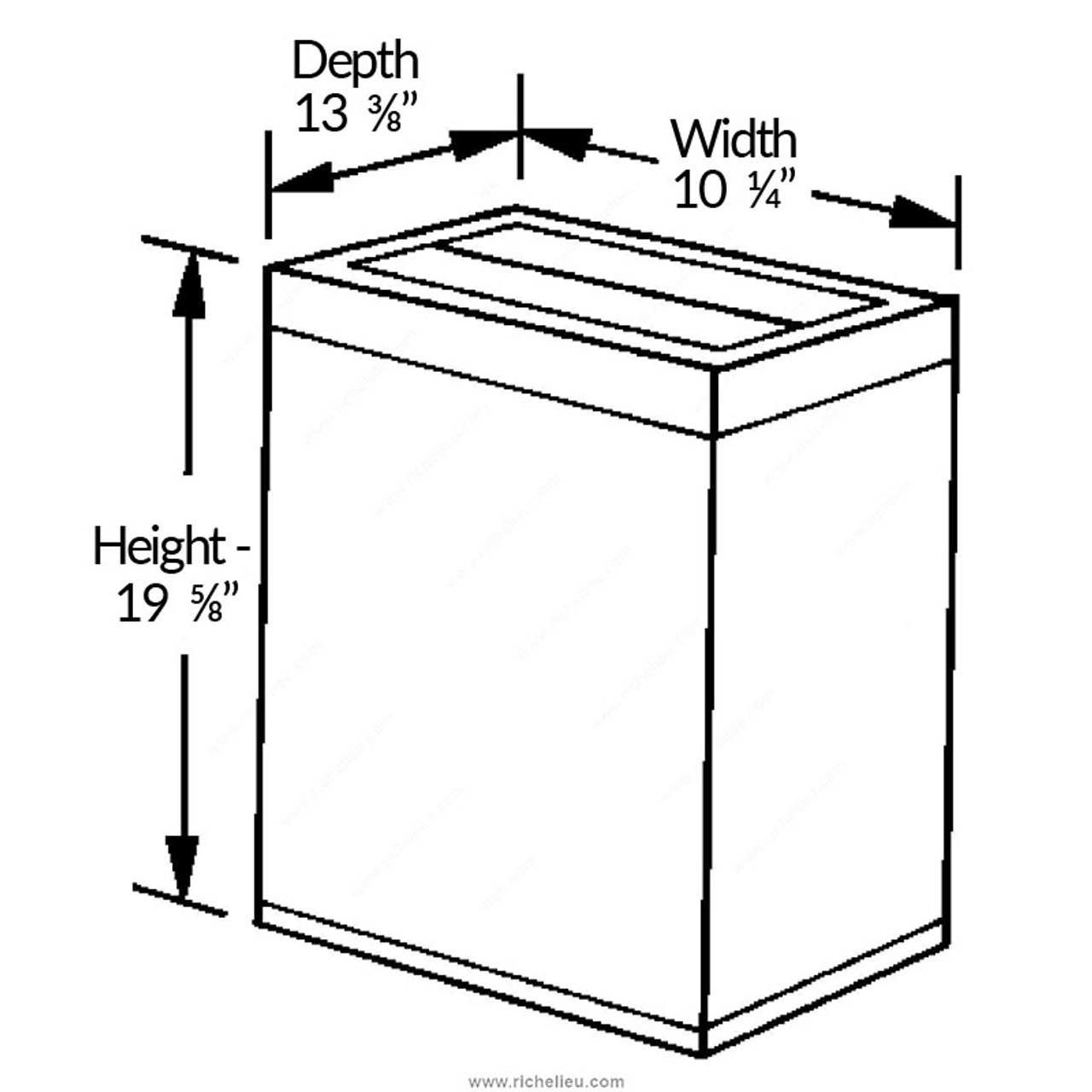Richelieu Freestanding Metal Wastebin with Lid 640530 - Size