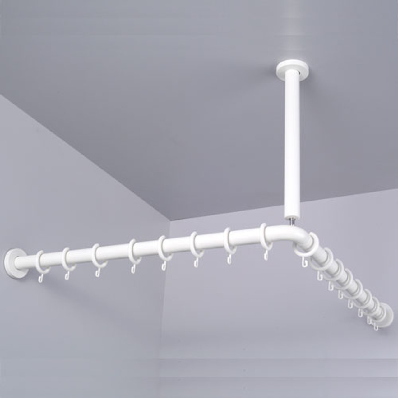 Pba Nylon Corner Shower Curtain Rod With Ceiling Support Harbor
