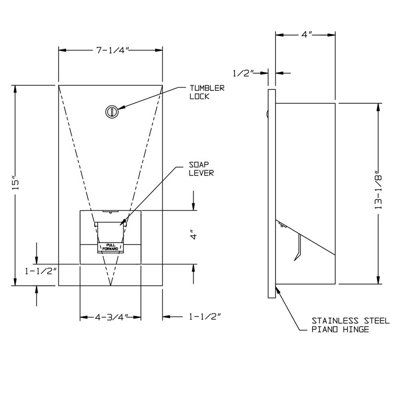 ASI Disposa-Valve Recessed Soap Dispenser 5002 - Size
