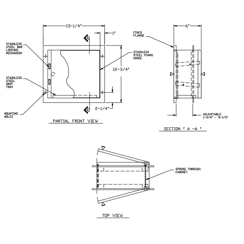 ASI Recessed Stainless Steel Specimen Pass Through Cabinet 8154
