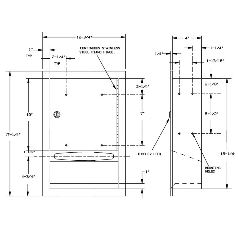 ASI Recessed Paper Towel Dispenser 0457 - Traditional Collection