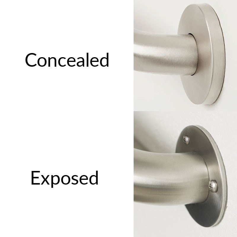 Seachrome Stainless Steel Straight 2 Wall, 3 Flange Grab Bar - 1.25” Dia - Flange Type