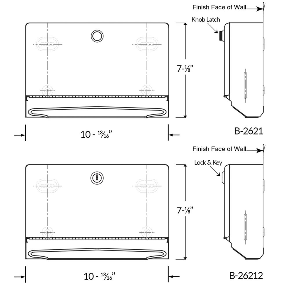 Bobrick Surface Mounted Paper Towel Dispenser B-2621 - Classic Series