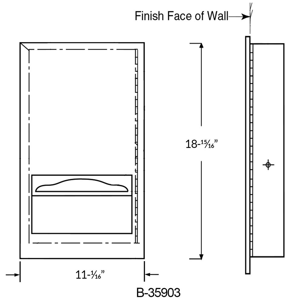 Bobrick Recessed Paper Towel Dispenser B-35903 - Trimline Series