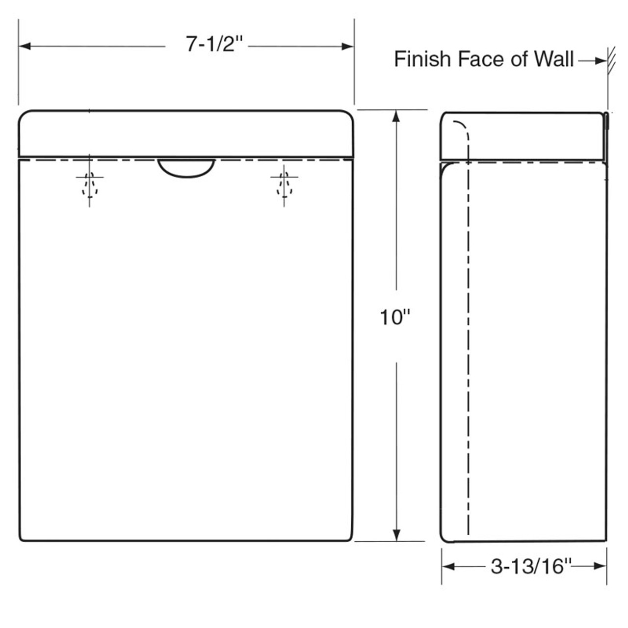 Bobrick Surface Mounted Sanitary Napkin Disposal B-270 - Contura Series - Size