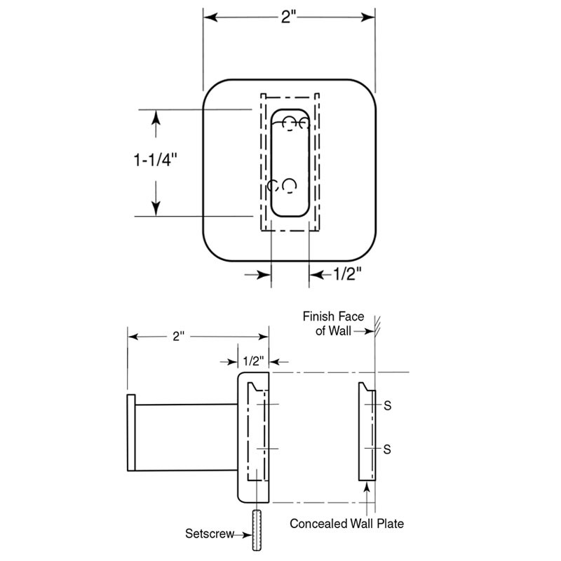 Bobrick Stainless Steel Single Wall Hook B-670 - Size