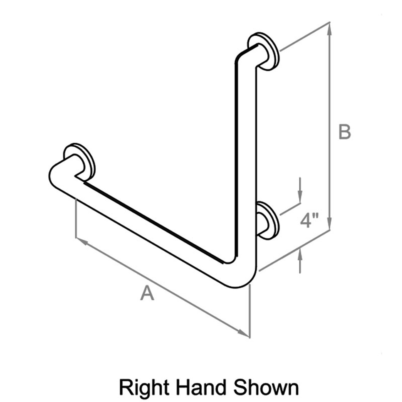Seachrome Stainless Steel Tub and Shower Corner Grab Bar - 1.5” Dia - Size