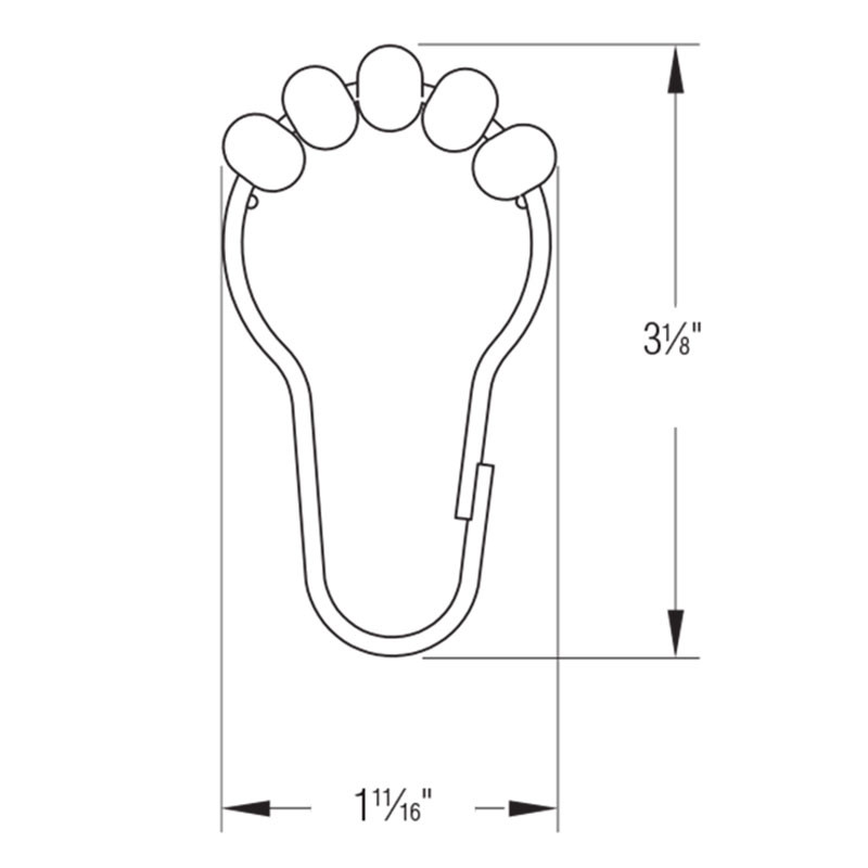 Bradley Stainless Steel Shower Curtain Hook with Brass Rollers 9540 - Size