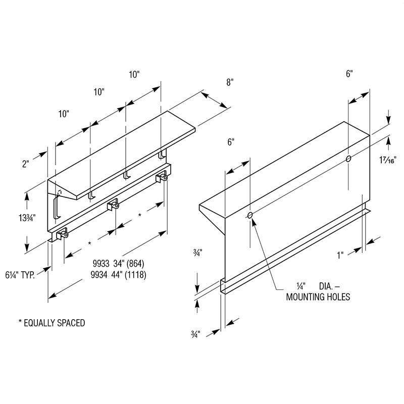 Bradley Stainless Steel Shelf with Utility Hooks and Mop Holders 9933