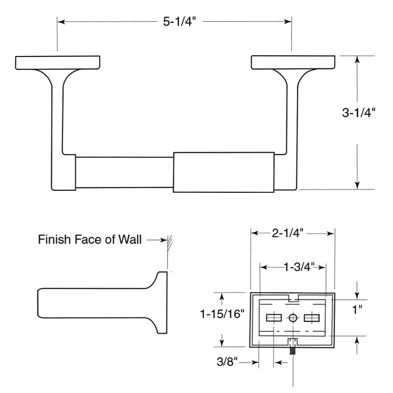 GAMCO Surface Mounted Toilet Tissue Holder 761 - Size