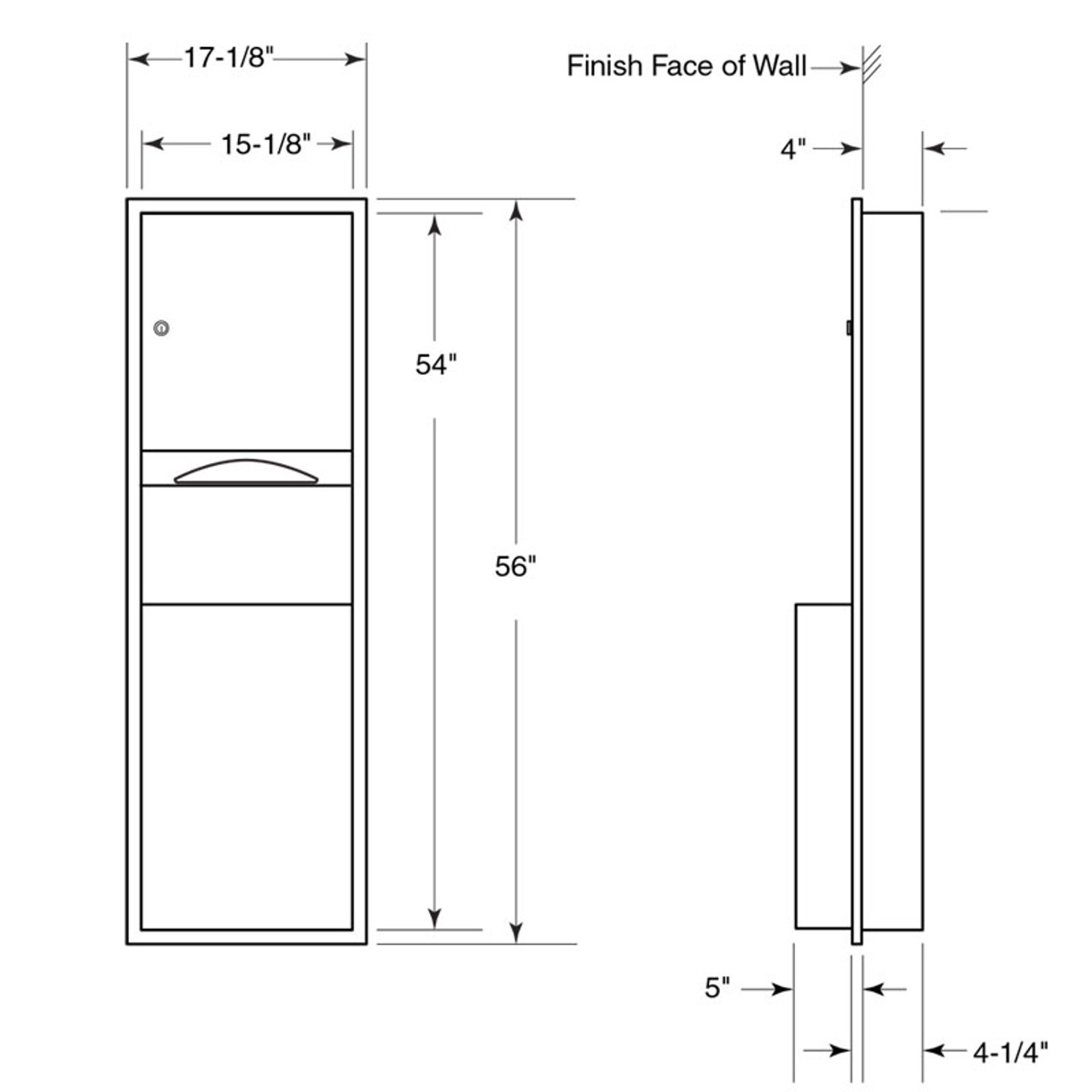 GAMCO Recessed Towel Dispenser and Waste Receptacle TW1