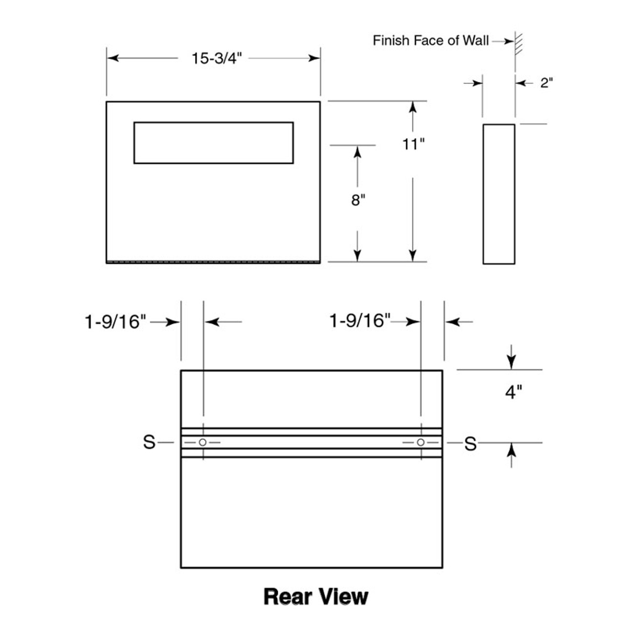 GAMCO Surface Mounted Toilet Seat Cover Dispenser TSC-1 - Size