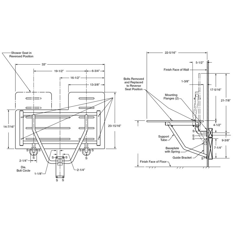 B-5191 | Bobrick B-5191 Folding Shower Seat 18