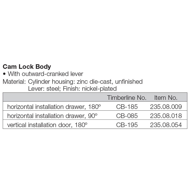 Timberline Cylinder Module System Cam Lock Body (235.08.009)-detail 2