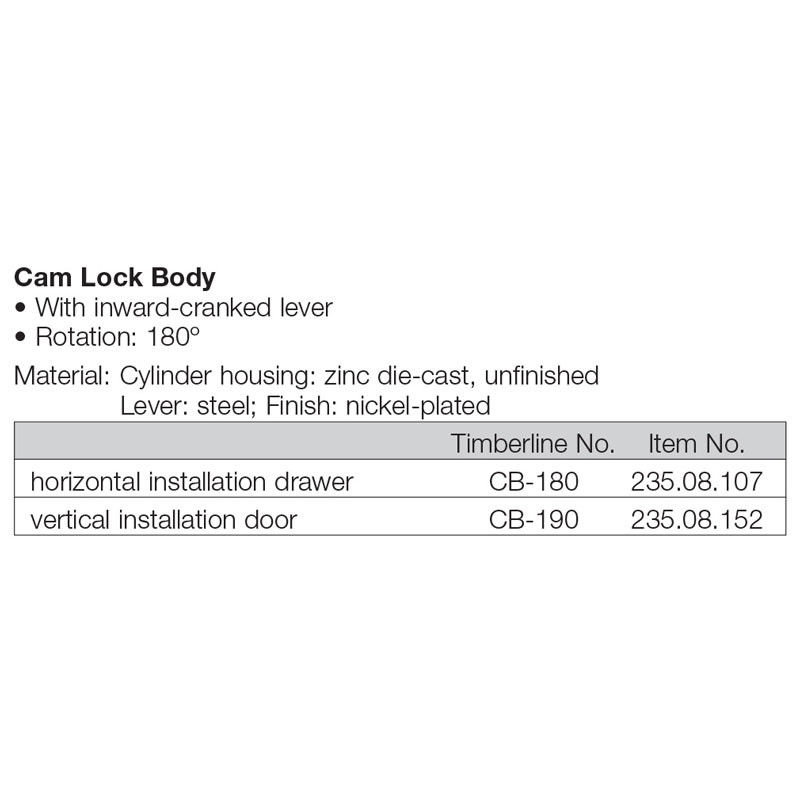 Timberline Cylinder Module System Cam Lock Body (235.08.107)-detail 2