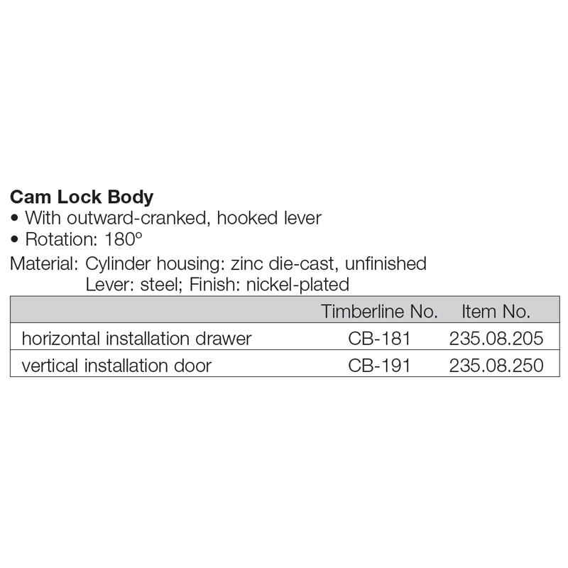 Timberline Cylinder Module System Cam Lock Body (235.08.205)-detail 2