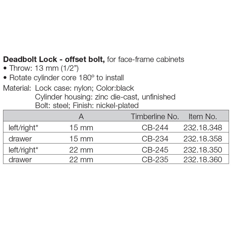 Timberline Cylinder Module System Deadbolt Lock-detail 2