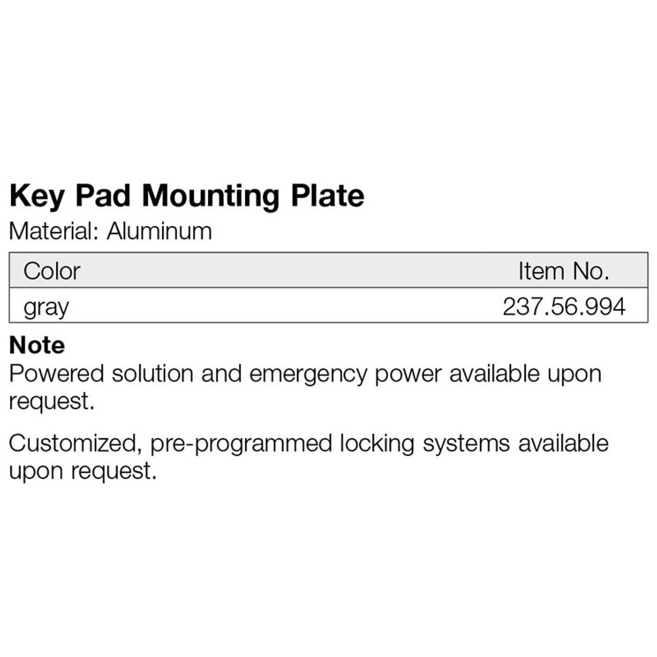 Timberline StealthLock Key Pad Mounting Plate - detail 2