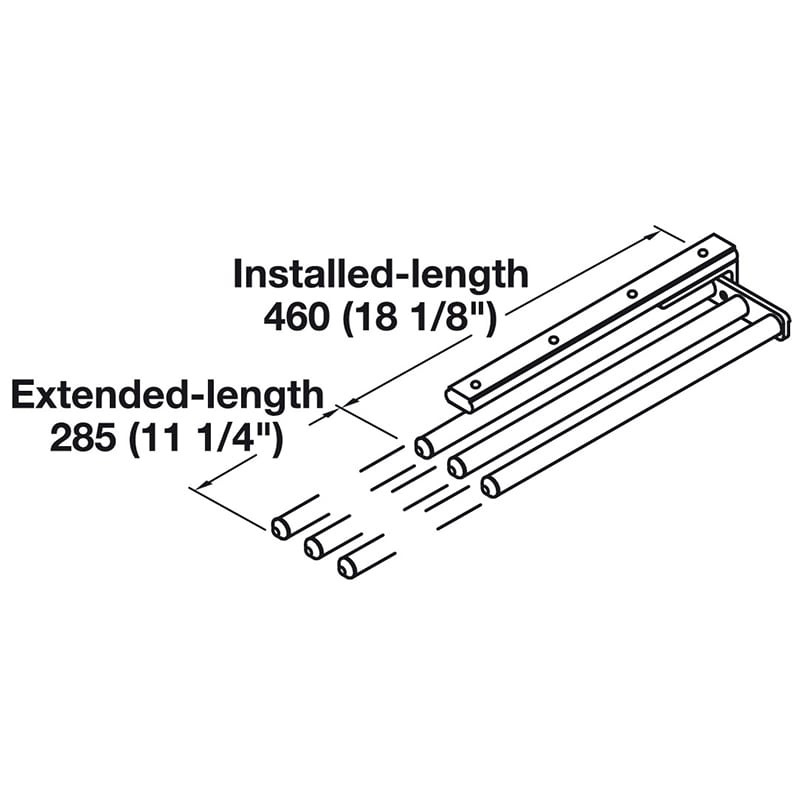 Hafele Pull-Out Towel Rack, 3 Bar Extendable 510.54.232 - Spec Sheet