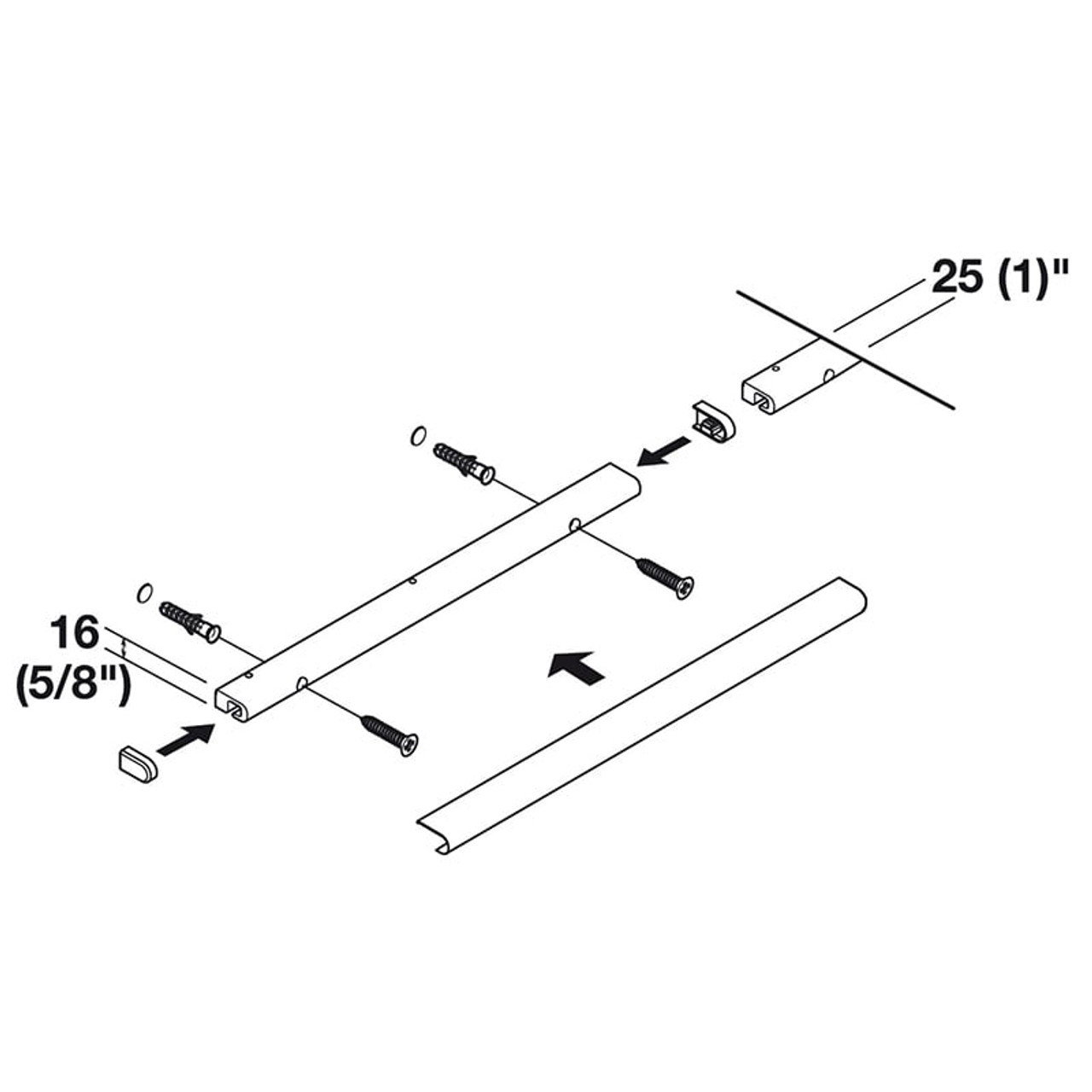 Kessebohmer Mounting Rail 521.60.606 - Backsplash Rail System - Spec Sheet