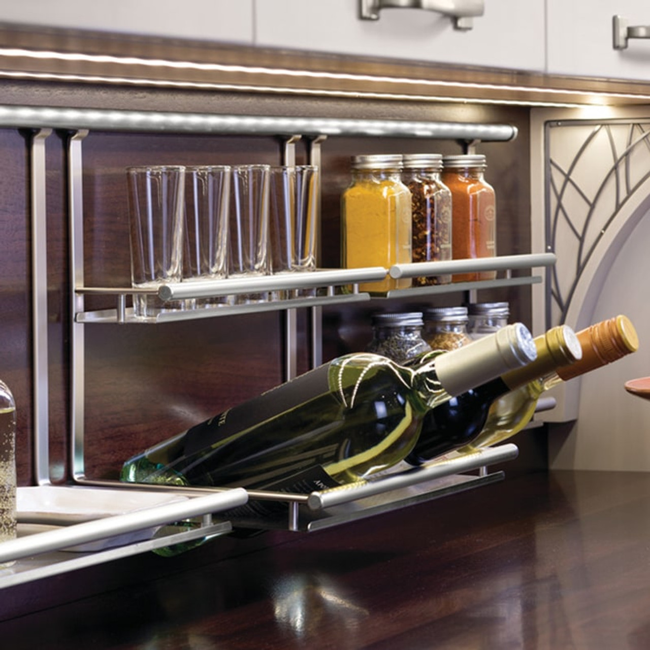 Kessebohmer Wine Glass and Bottle Shelf 521.61.626 - Backsplash Rail System - Application
