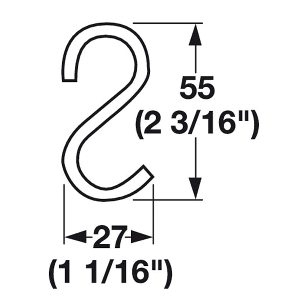 Hafele Kitchen Rail system - S Hook 522.04.207 (box of 5) - Spec Sheet