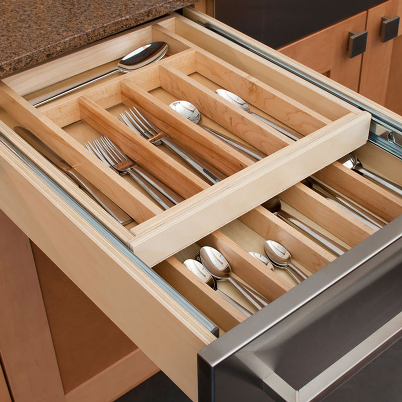 Hafele Wood Double Cutlery Organizer Drawer Insert 556.48.800