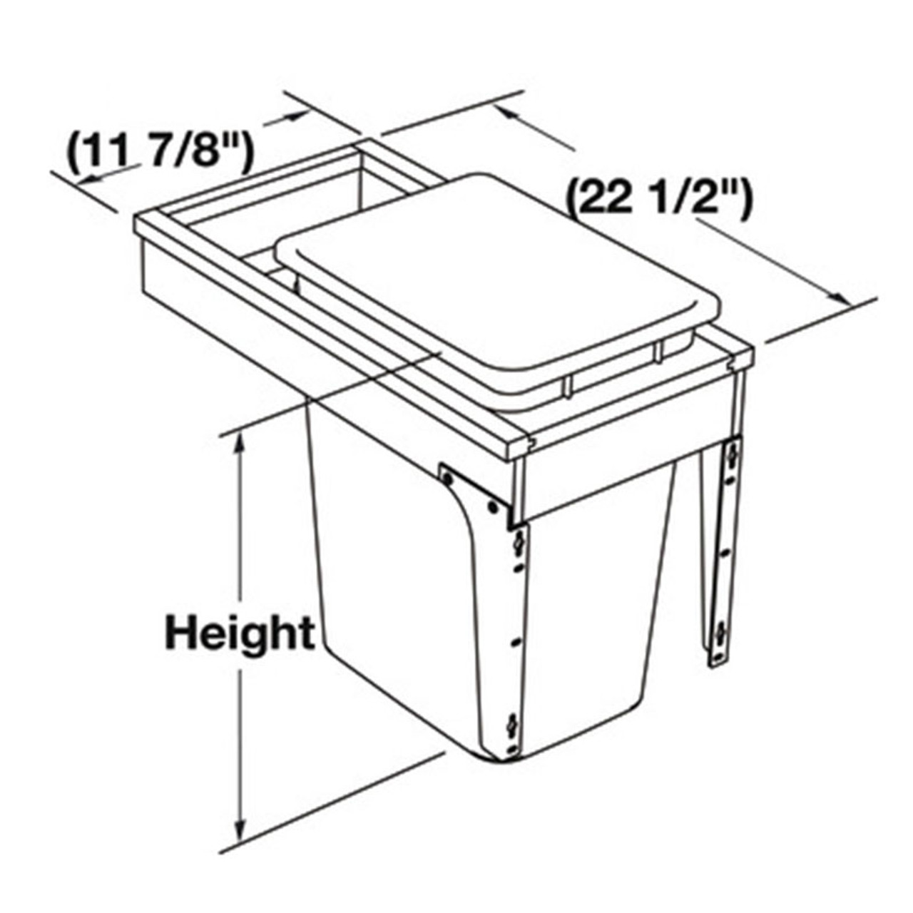 Hafele Wood Frame Pull-Out Waste Bin with Storage Tray 503.08.131 -Size