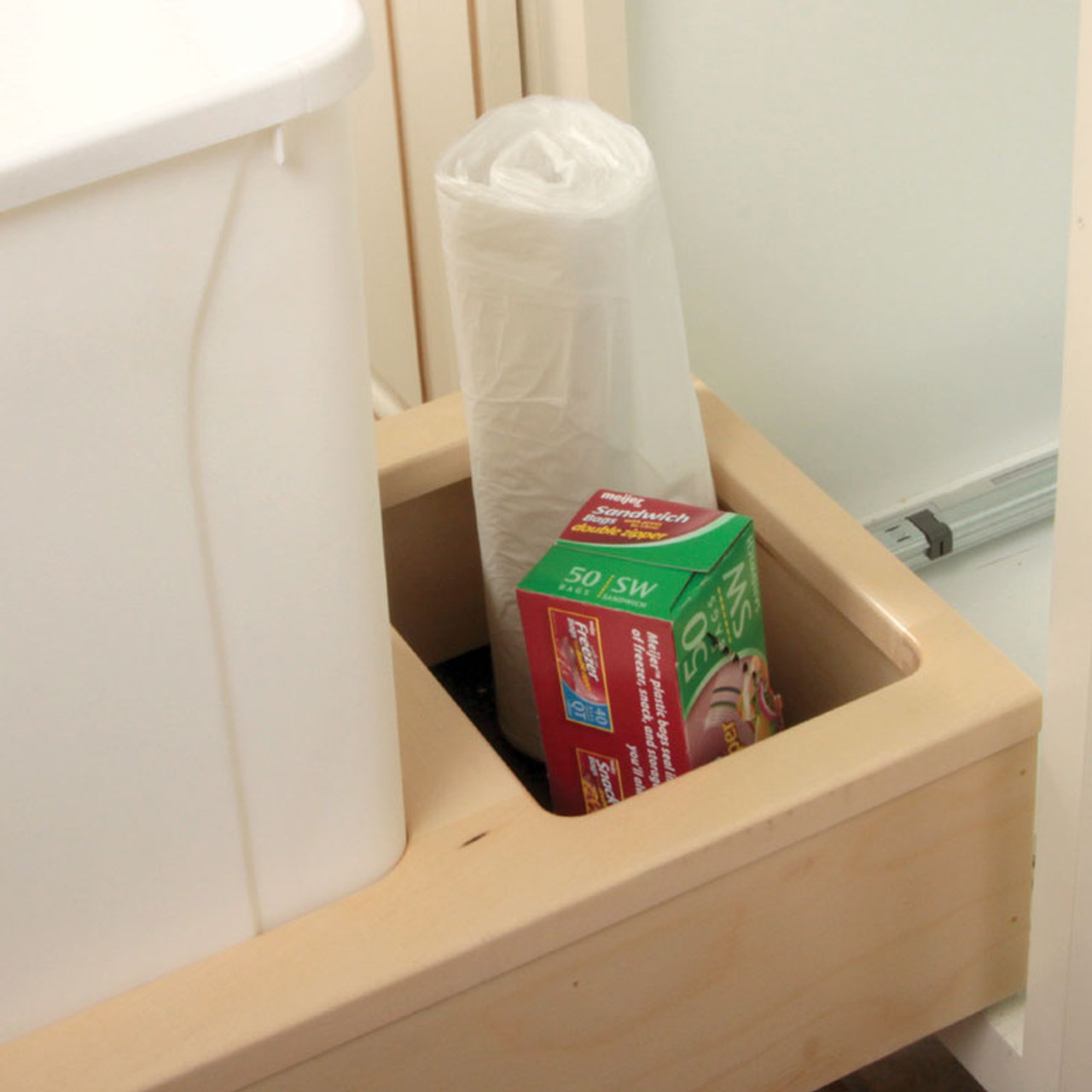 Knape & Vogt Wood Frame Slide-Out Bottom Mount Waste Bin 503.14.772-Storage Space