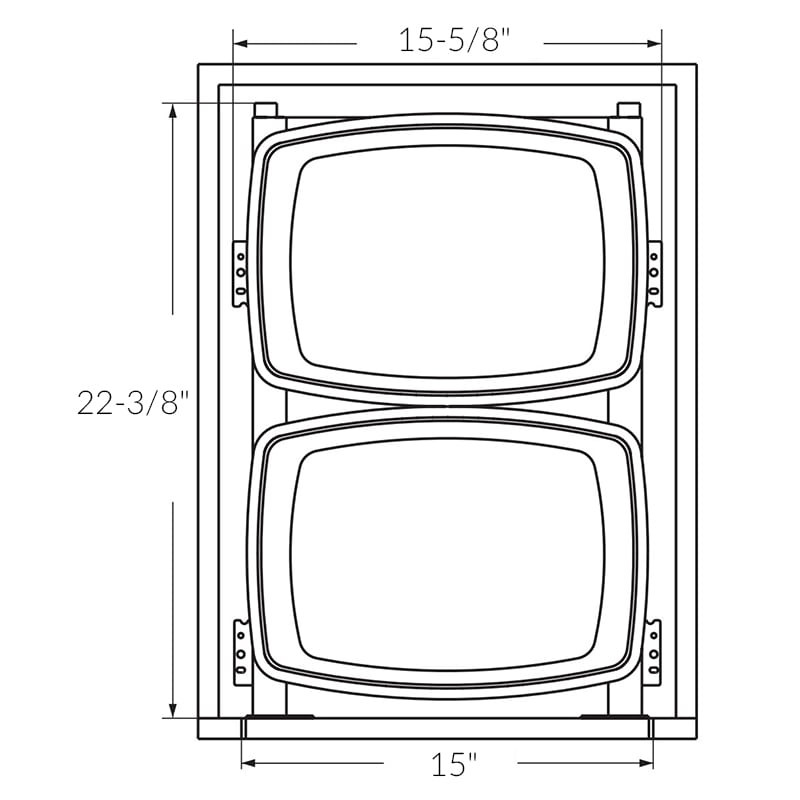 Kessebohmer Metal Frame Bottom Mount Pull Out Double Waste Bin