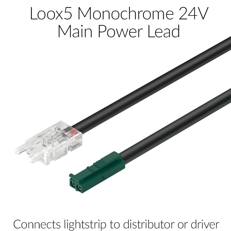 Loox5 Flexible LED Light Strip 3042 Monochrome 24V Cut to Length - Main Power Lead