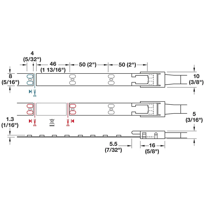 Loox5 Flexible LED Light Strip 3145 Monochrome 24V Cut to Length - Spec Sheet
