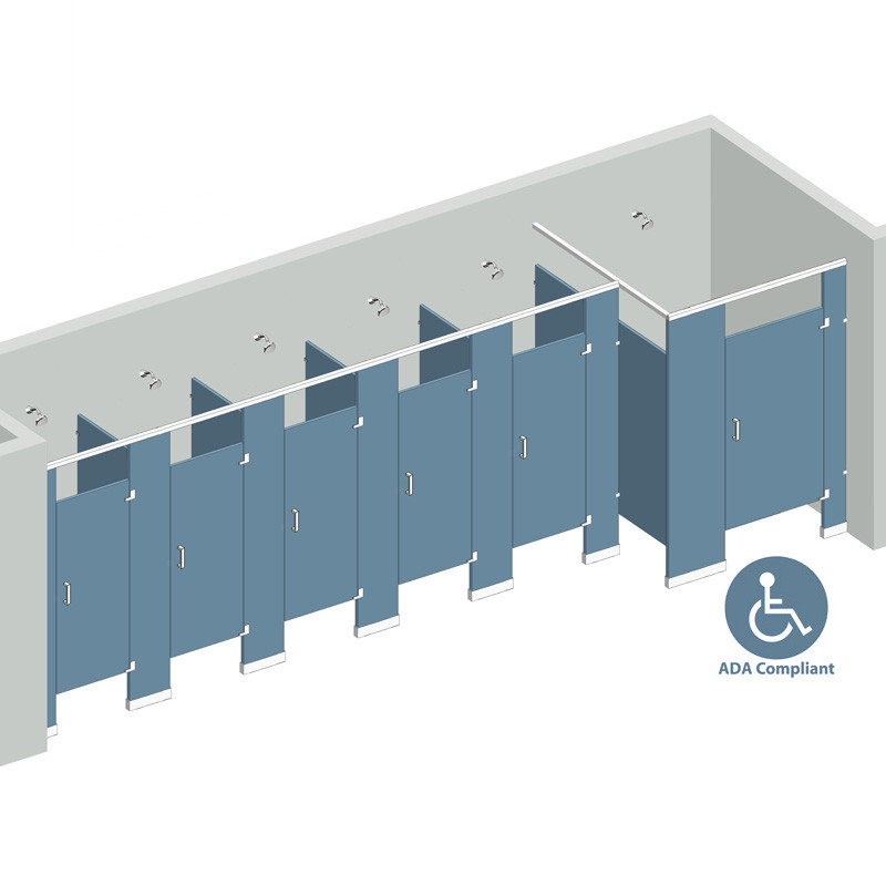 Shower Compartment - Between Wall Right Hand - 6 Stall ADA Doors