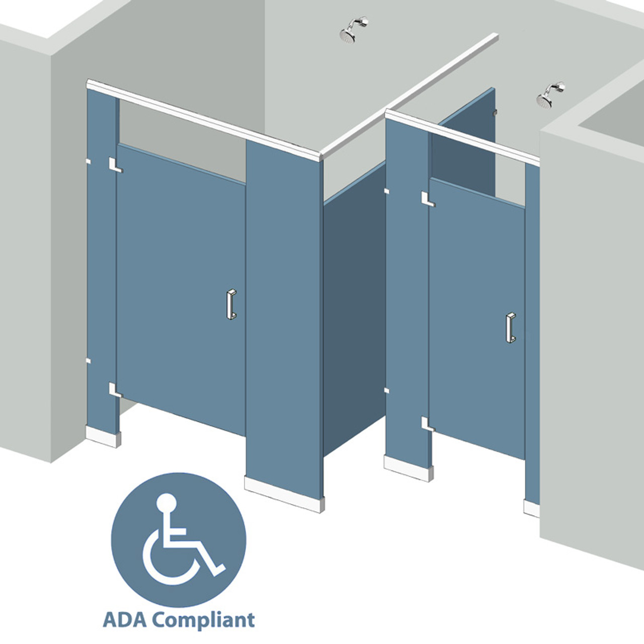 Shower Compartment - Between Wall Left Hand - 2 Stall ADA Doors