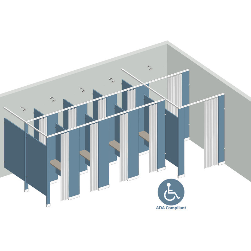 Shower/Dressing Combo - In Corner - Right Hand - 5 Stall ADA 36" Shower Area with Curtains