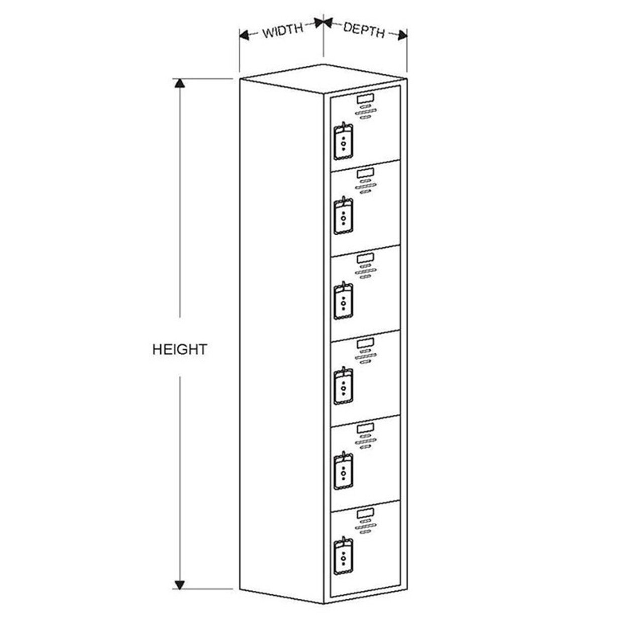 ASI Six Tier Solid Plastic Lockers - Traditional Plus Collection - Size