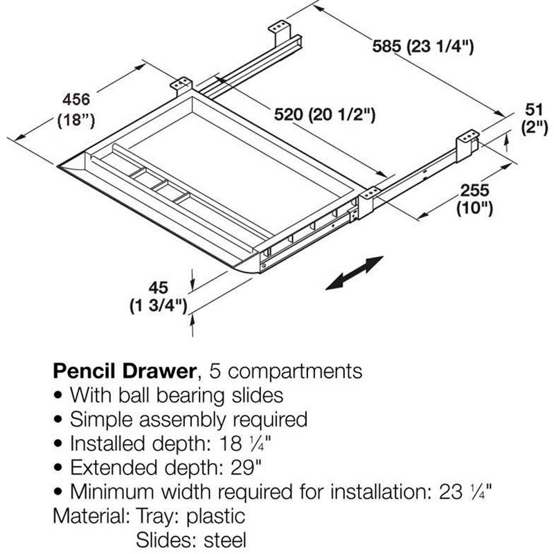 3/4 Extension Pencil Drawer - Harbor City Supply