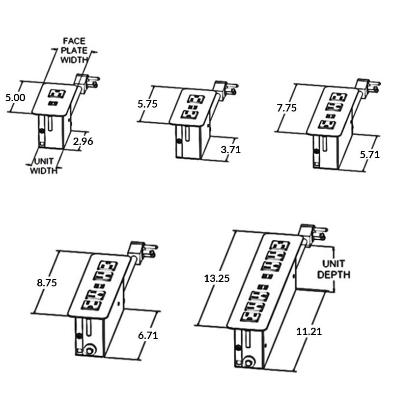 Cove - Clamp Mount (1 to 6 Power with Active USB Ports) - Size
