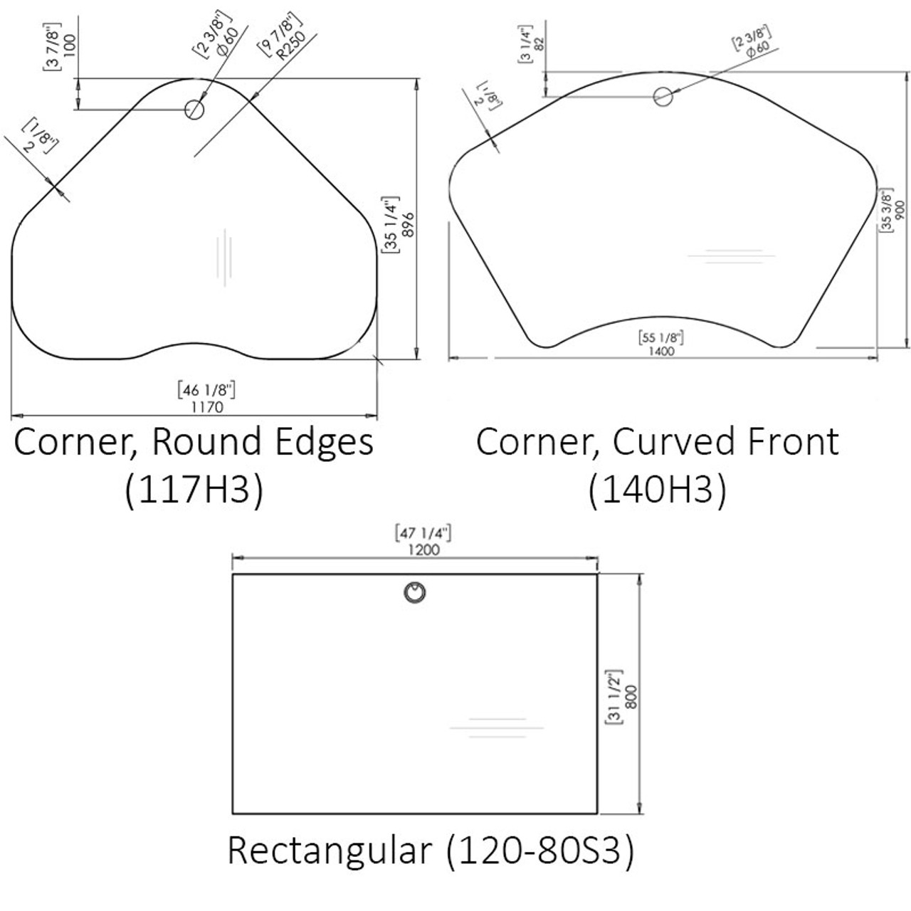 ConSet Height Adjustable Motorized Desk 501-19Basic (26"- 46" height) Top Dimensions