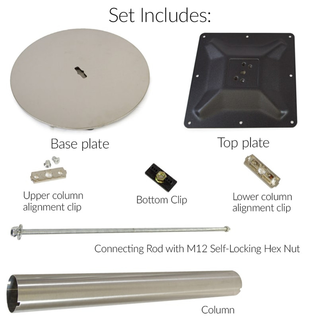 Turin Stainless Steel Disc Pedestal Table Base - Bar Height - Set