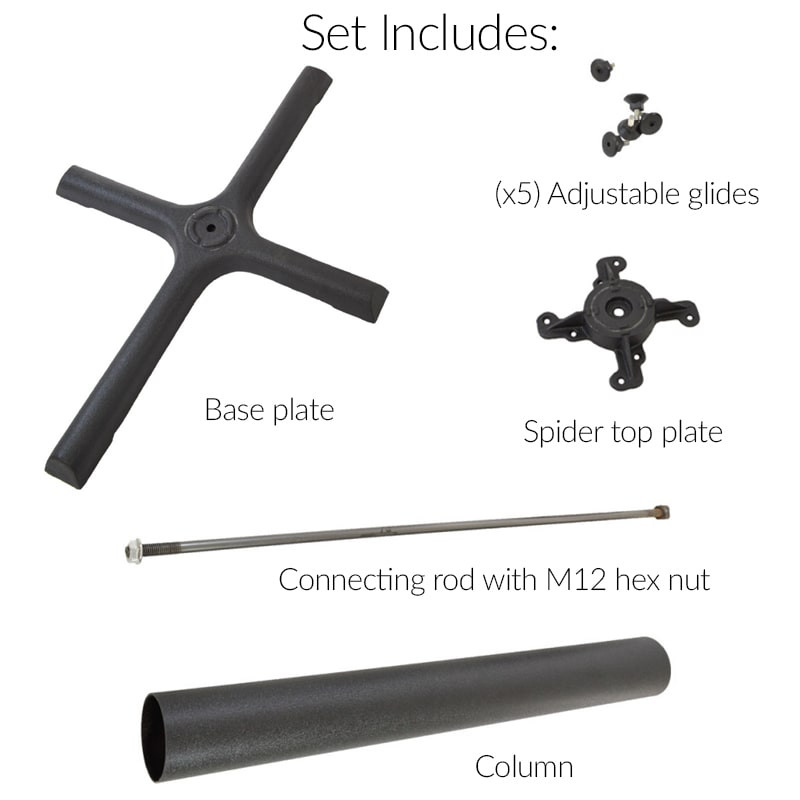 Signature Series Cast Iron X-Base Table Pedestal - Table Height - Set 