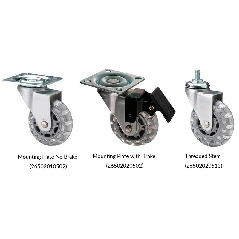 Richelieu Contemporary Clear Gray Swivel Furniture Caster - Mounting