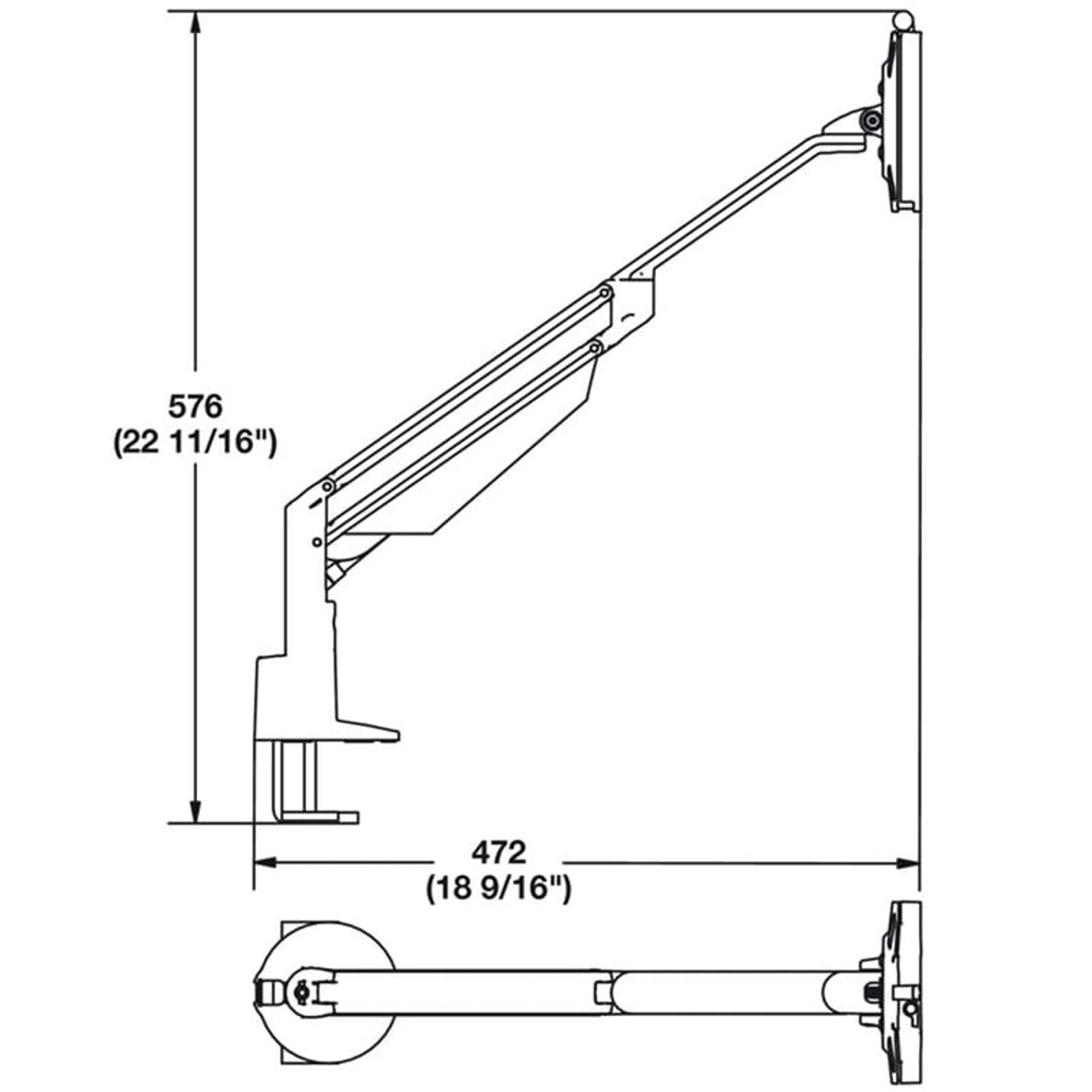 Hafele CLU II Adjustable Single Monitor Arm Desk Mount 818.45.300 - Spec Sheet