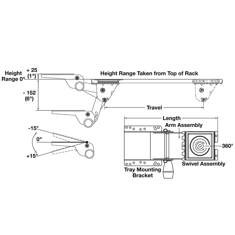 Hafele Adjustable Keyboard Arm and Mouse Tray Combo 632.68.311 - Default